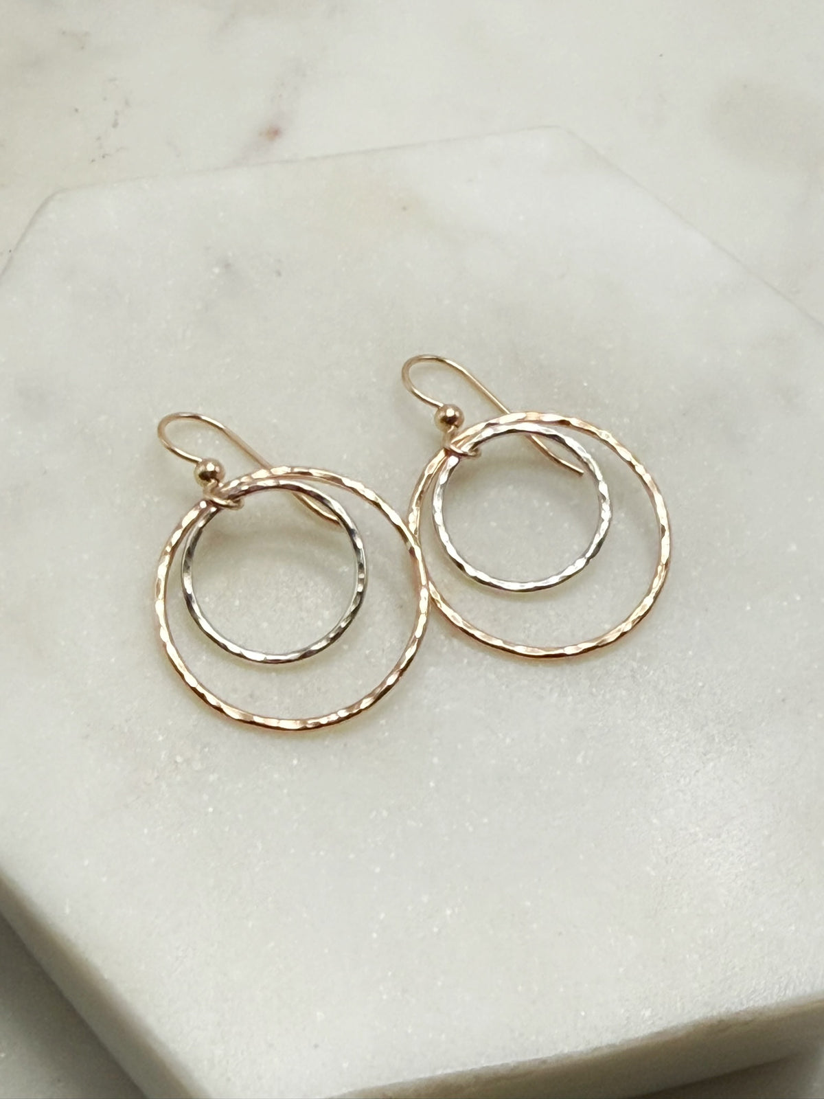 14K Gold Fill & Sterling Silver Double Circle Earrings