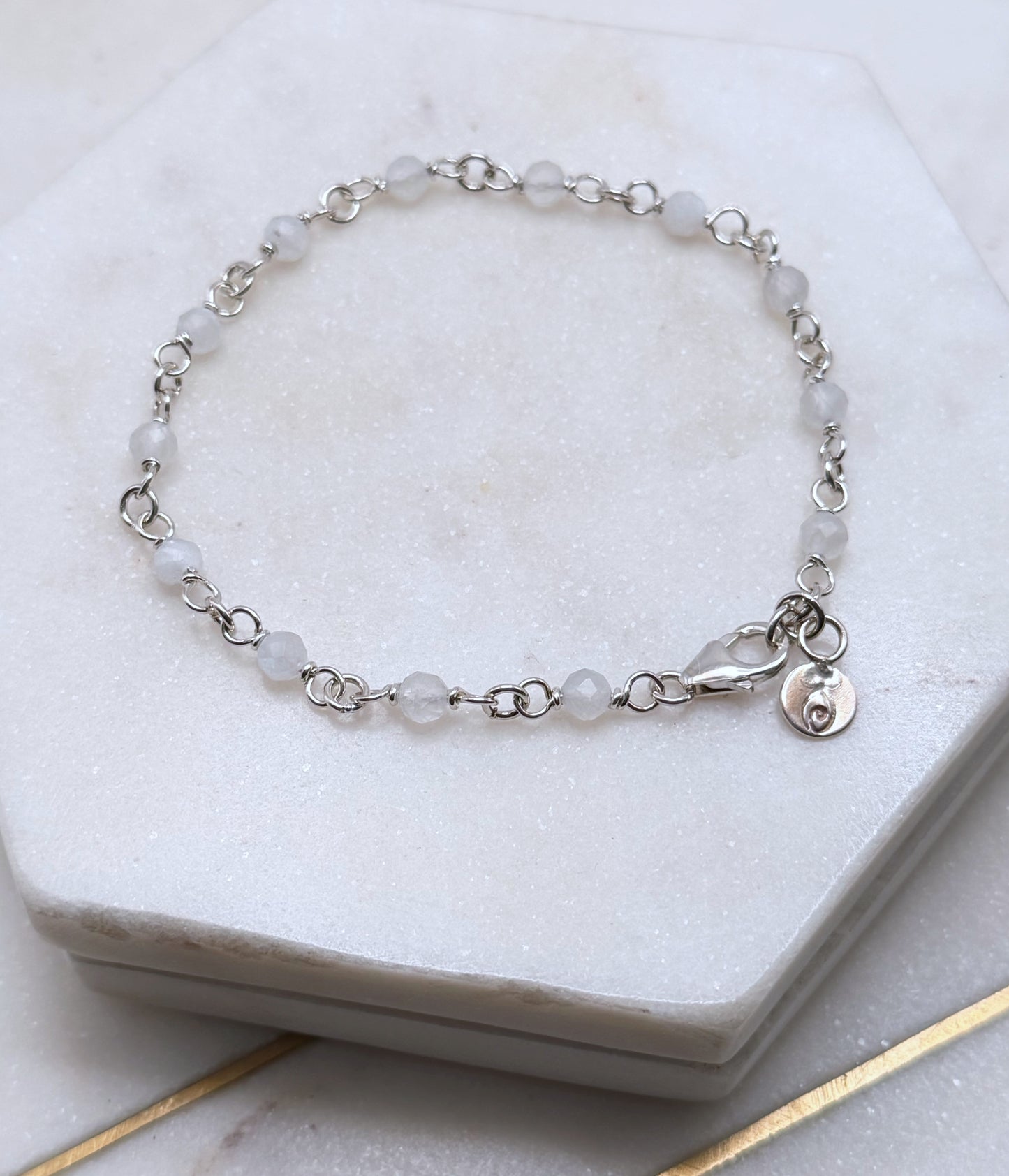 Rainbow Moonstone & Sterling Silver Bracelet