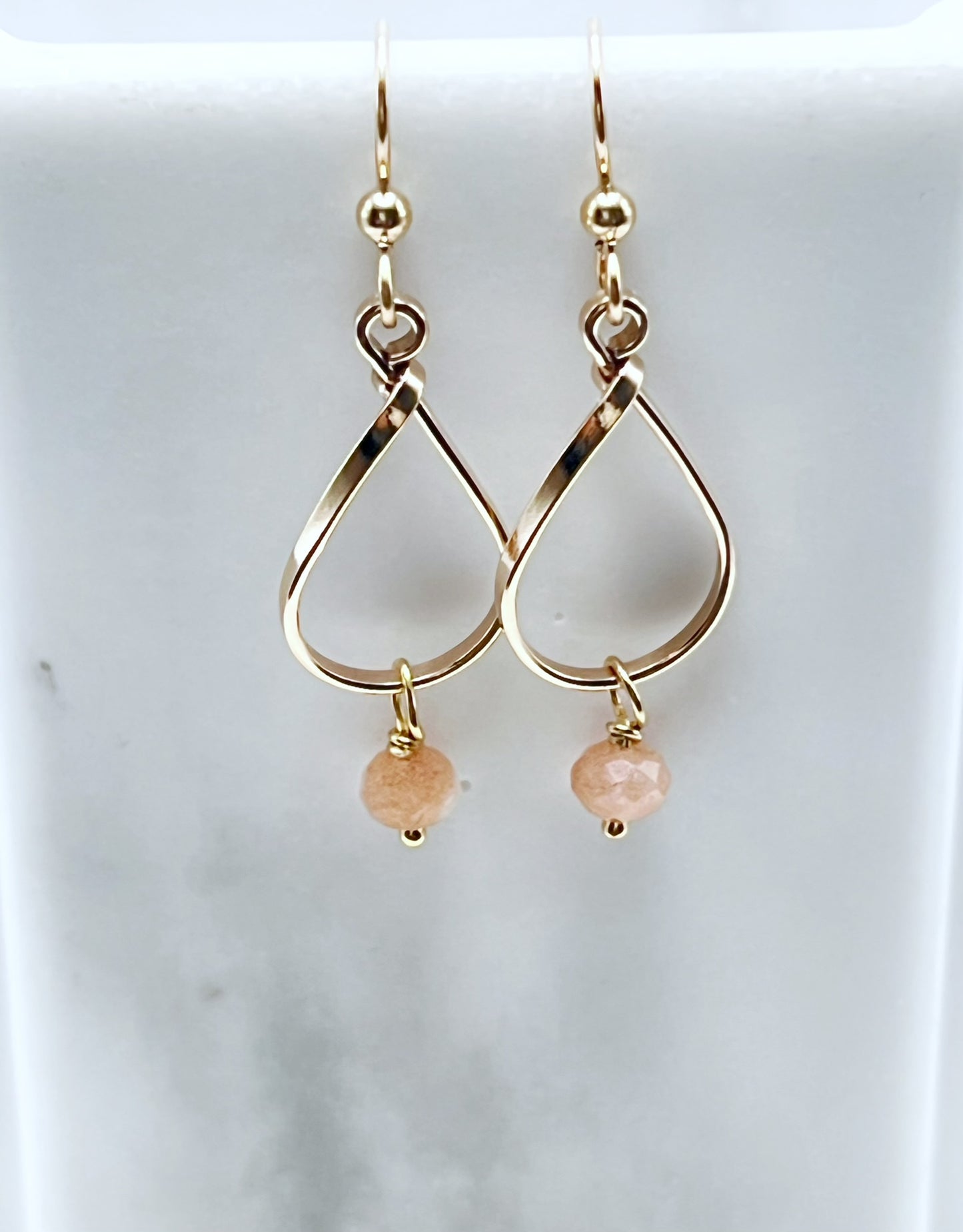 14 Karate gold and peach moonstone earrings