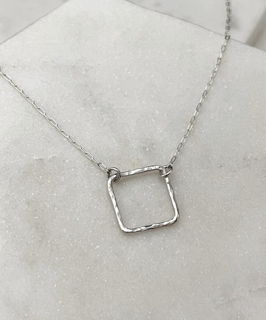 Sterling silver square necklace