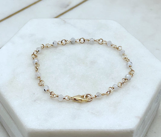 14K gold and rainbow moonstone
