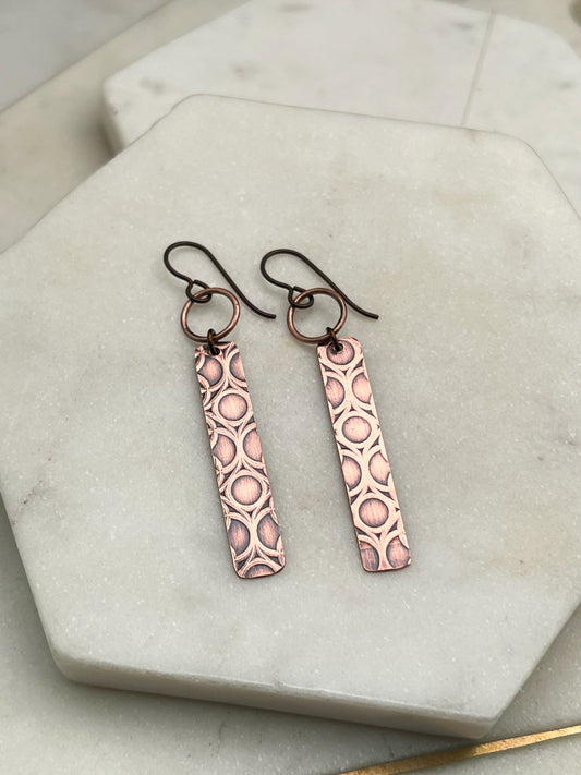 Patterned Copper Dangle Earrings