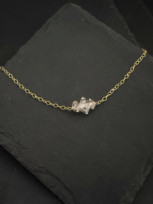 Gold and Herkimer Diamond necklace