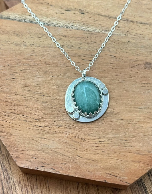 Aventurine and sterling silver necklace