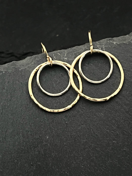 Sterling silver and gold hoop earrings