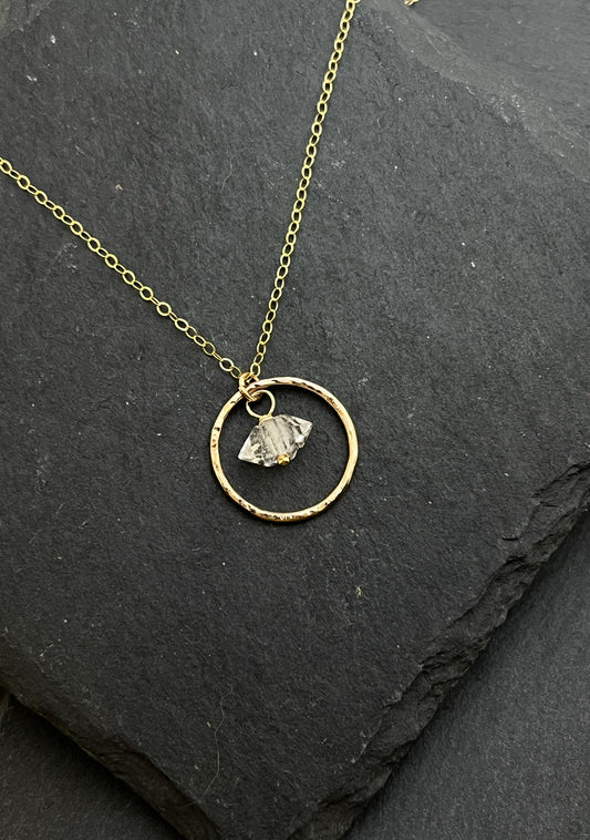 14K Gold and Herkimer Diamond necklace