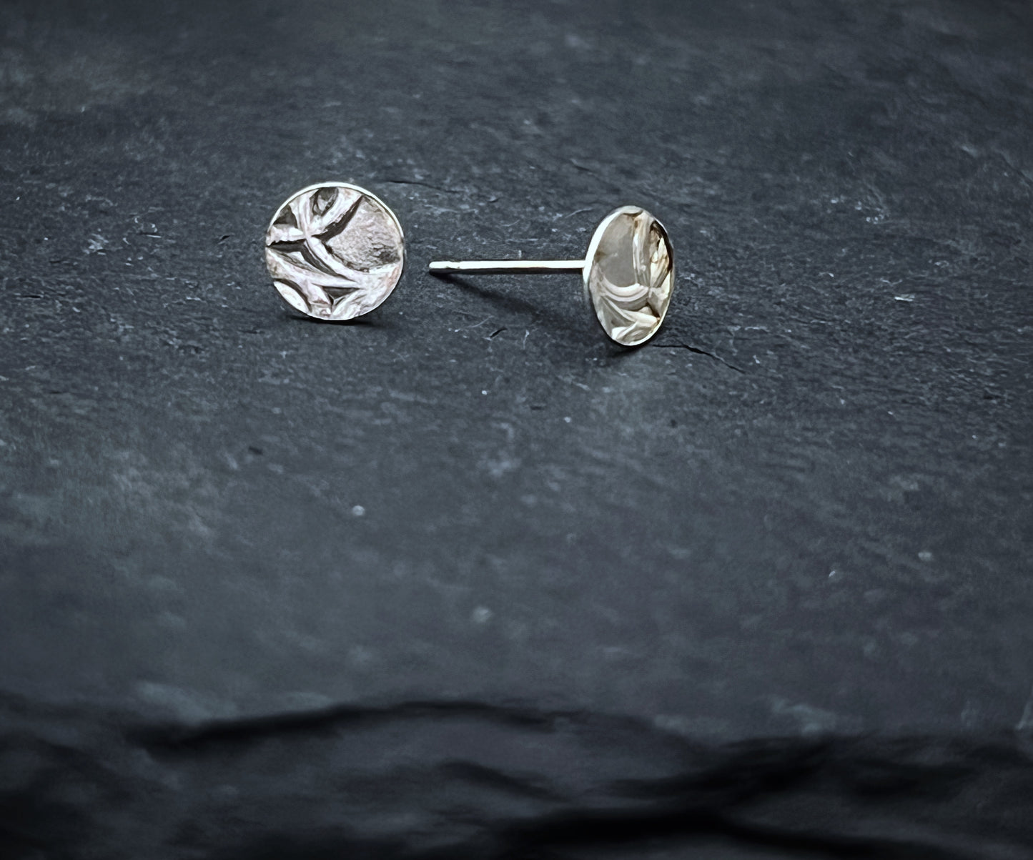 Small sterling silver textured stud earrings