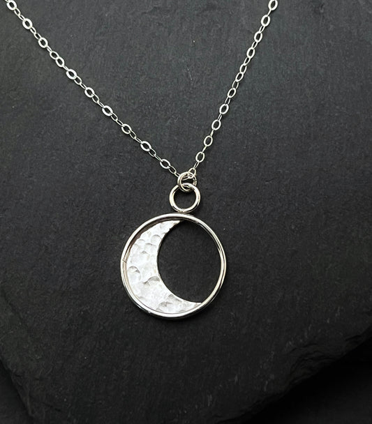 Sterling Silver Crescent Moon Pendant Necklace