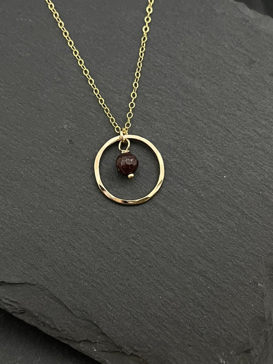14K Gold and garnet necklace