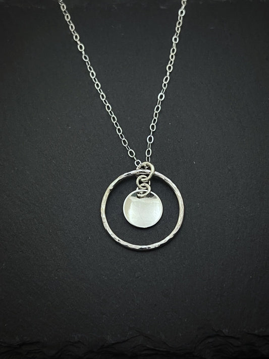 Forged hoop sterling silver necklace