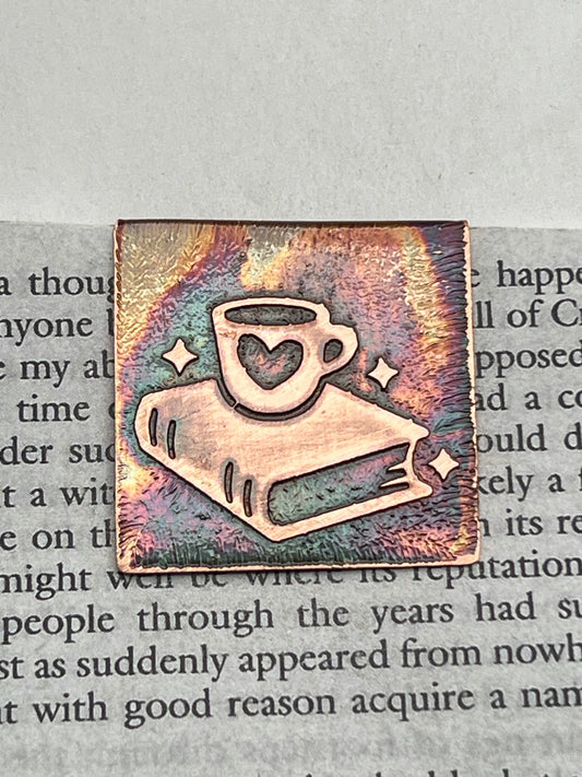 Acid etched copper Book Lover bookmark