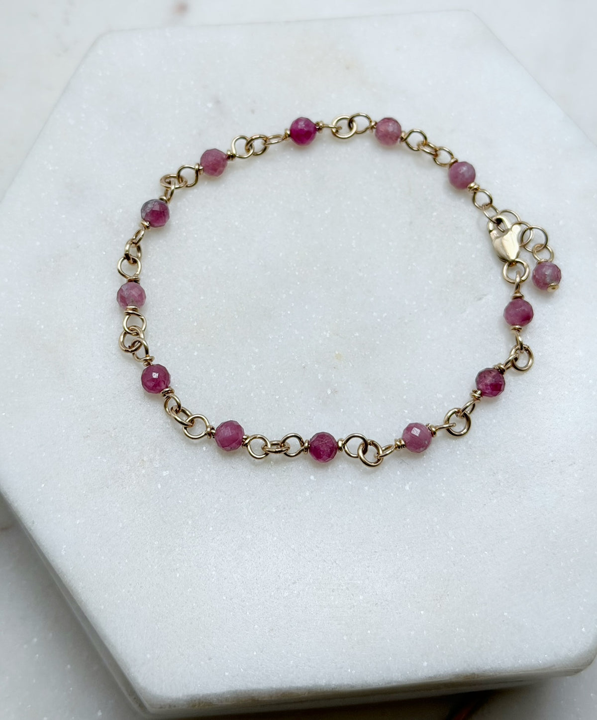 Pink Tourmaline & 14K Gold Fill Bracelet