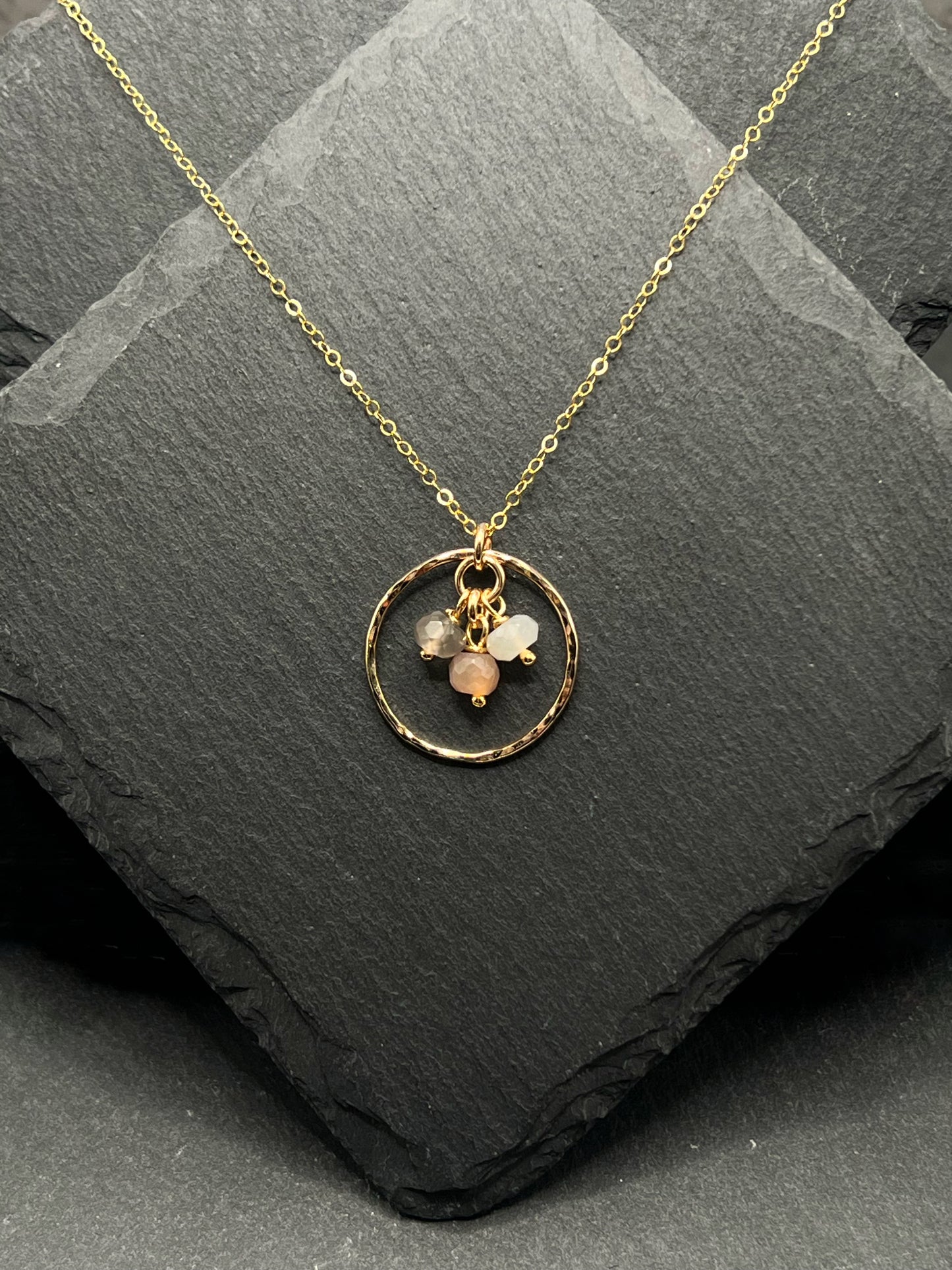14K Gold and coffee moonstone necklace