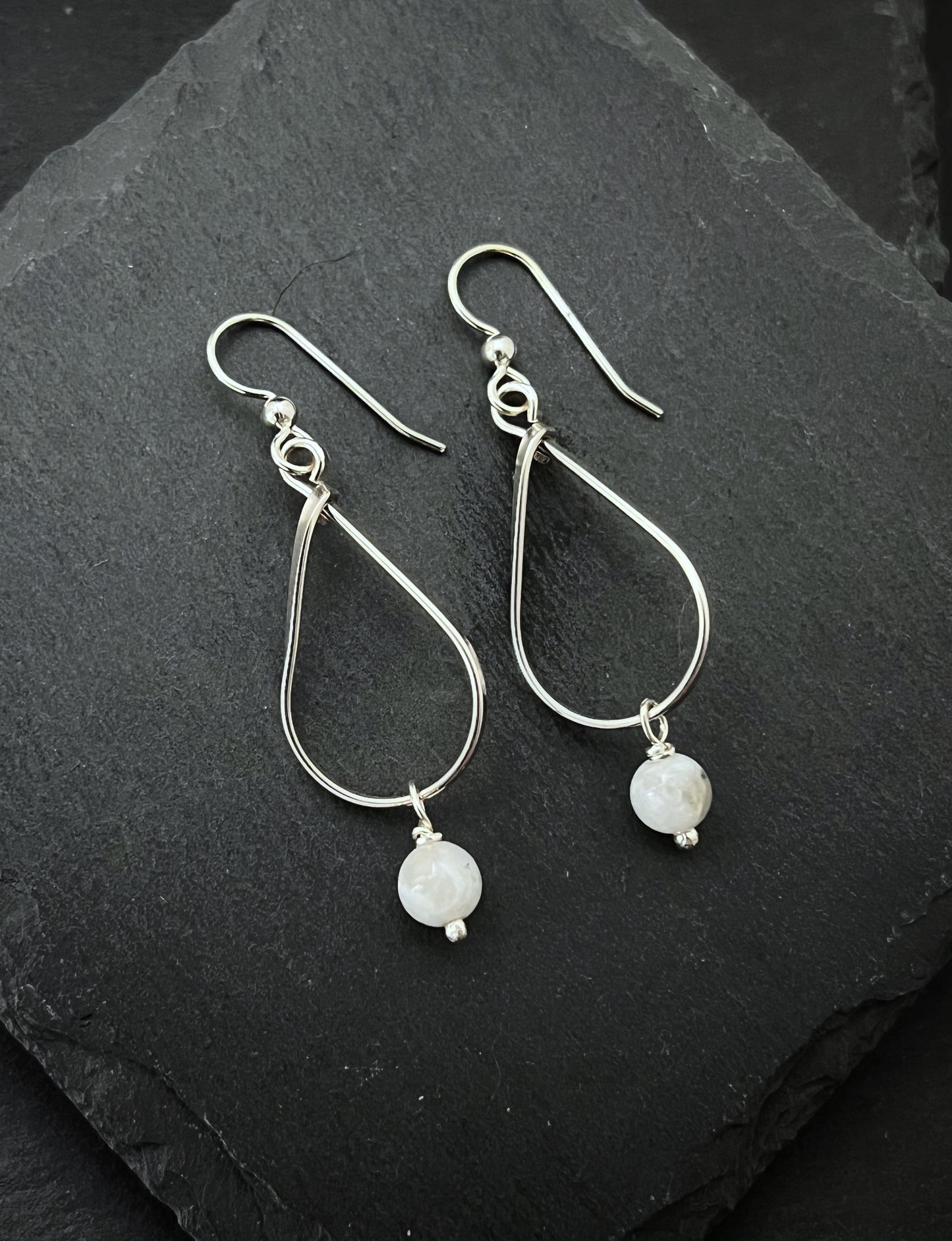 Sterling silver and moonstone teardrop earrings