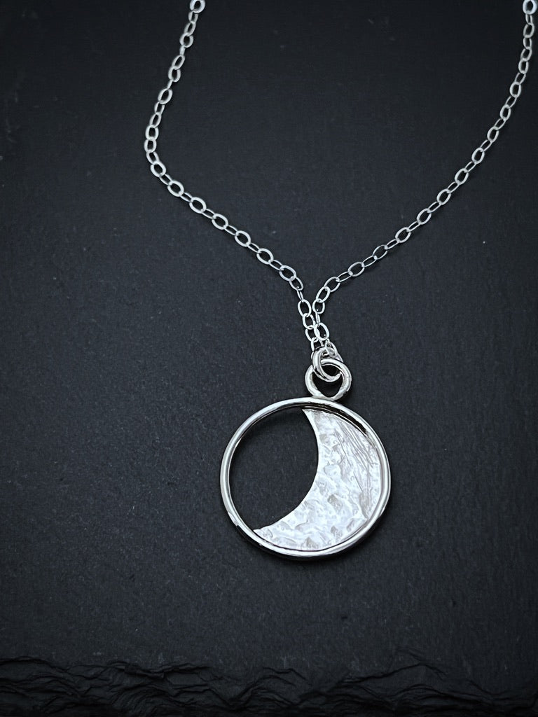 Sterling Silver Crescent Moon Pendant Necklace