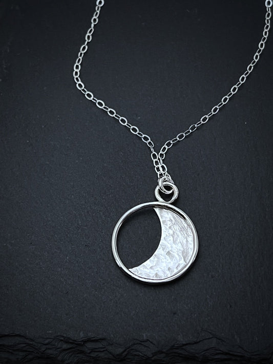 Sterling Silver Crescent Moon Pendant Necklace
