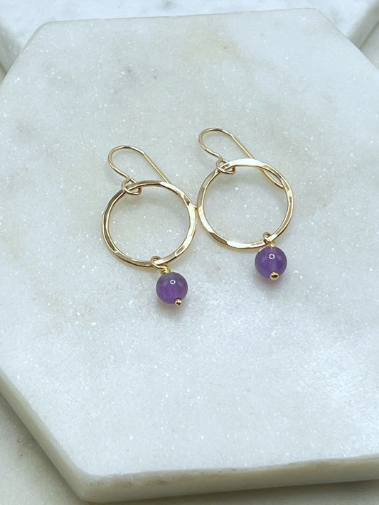 14 Karate gold and amethyst earrings
