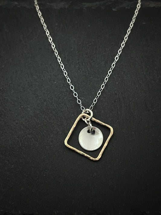14K gold and sterling silver mixed metal necklace