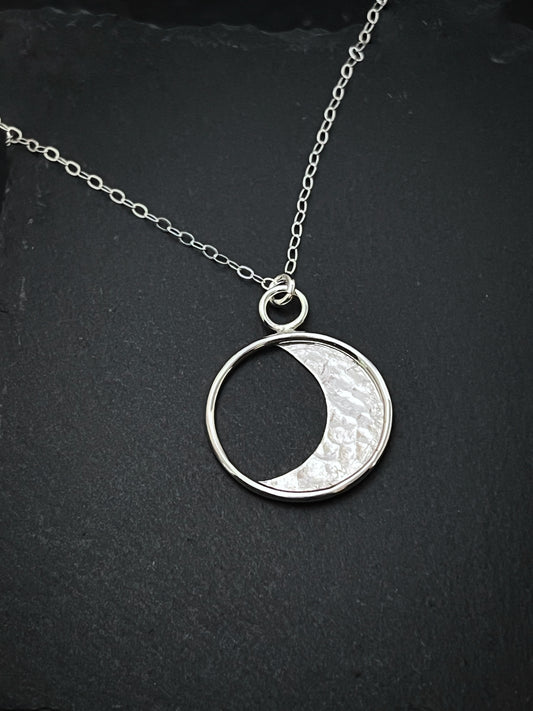 Sterling Silver Crescent Moon Pendant Necklace