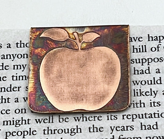 Acid etched copper apple bookmark
