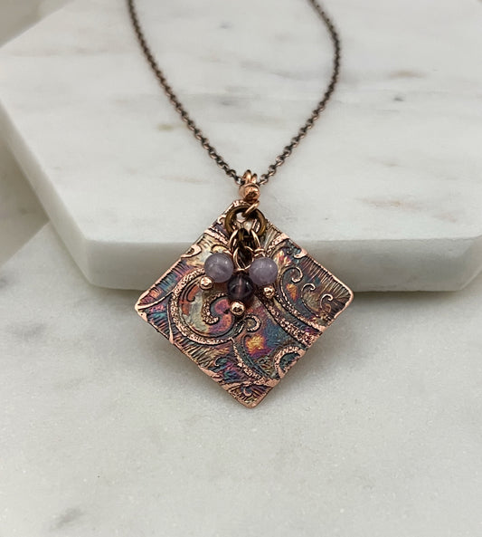 Amethyst and copper necklace