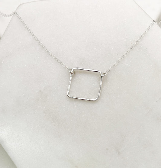 Sterling silver square necklace