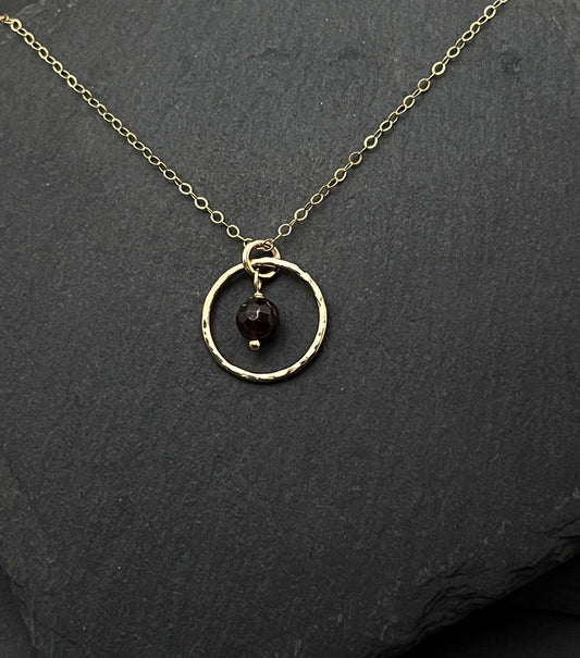 14K Gold and garnet necklace