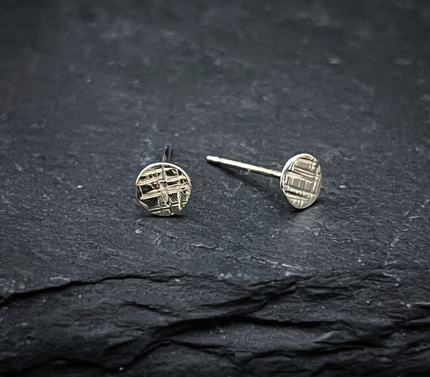 Small sterling silver textured stud earrings