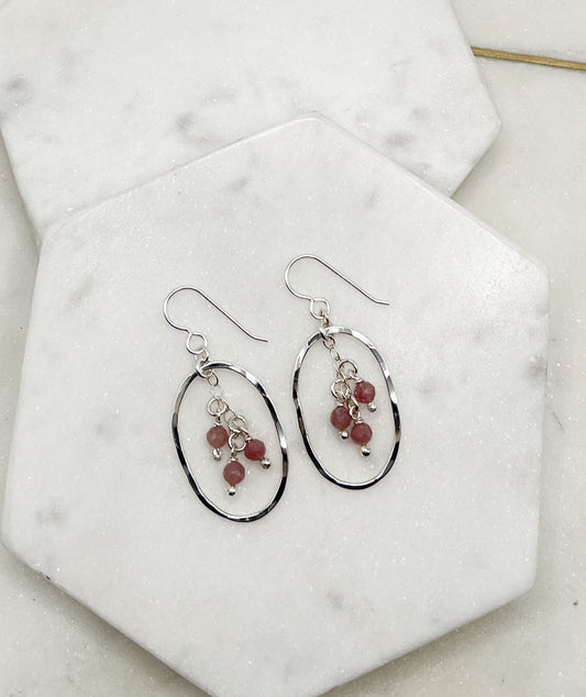 Sterling silver earrings with pink tourmaline