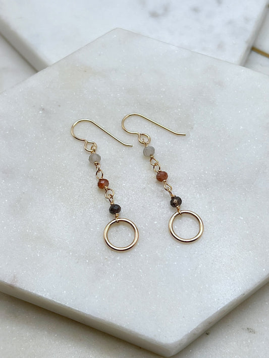 Coffee Moonstone Earrings – 14K Gold Fill