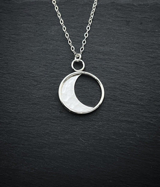 Sterling Silver Crescent Moon Pendant Necklace
