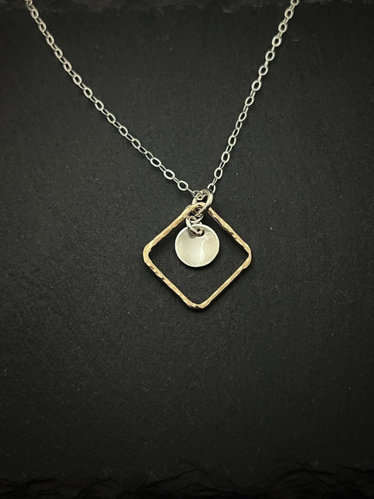 14K gold and sterling silver mixed metal necklace