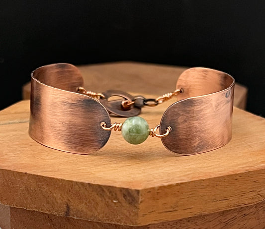 Copper and Jade cuff bracelet
