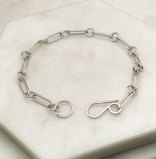 Forged sterling silver chain bracelet