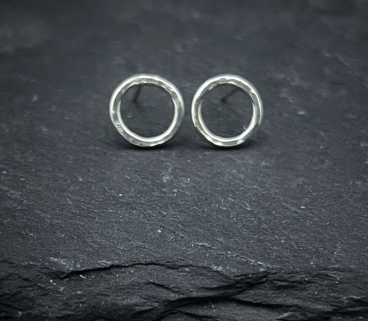 Handmade Sterling Silver Open Circle Stud Earrings