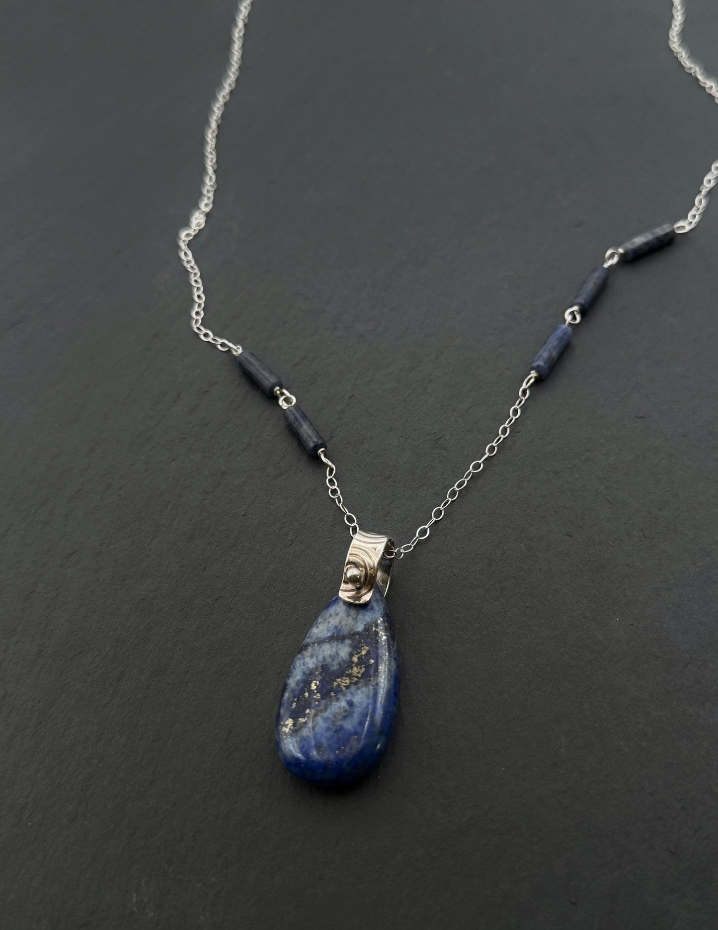 One-of-a-Kind Lapos & Sterling Silver Necklace