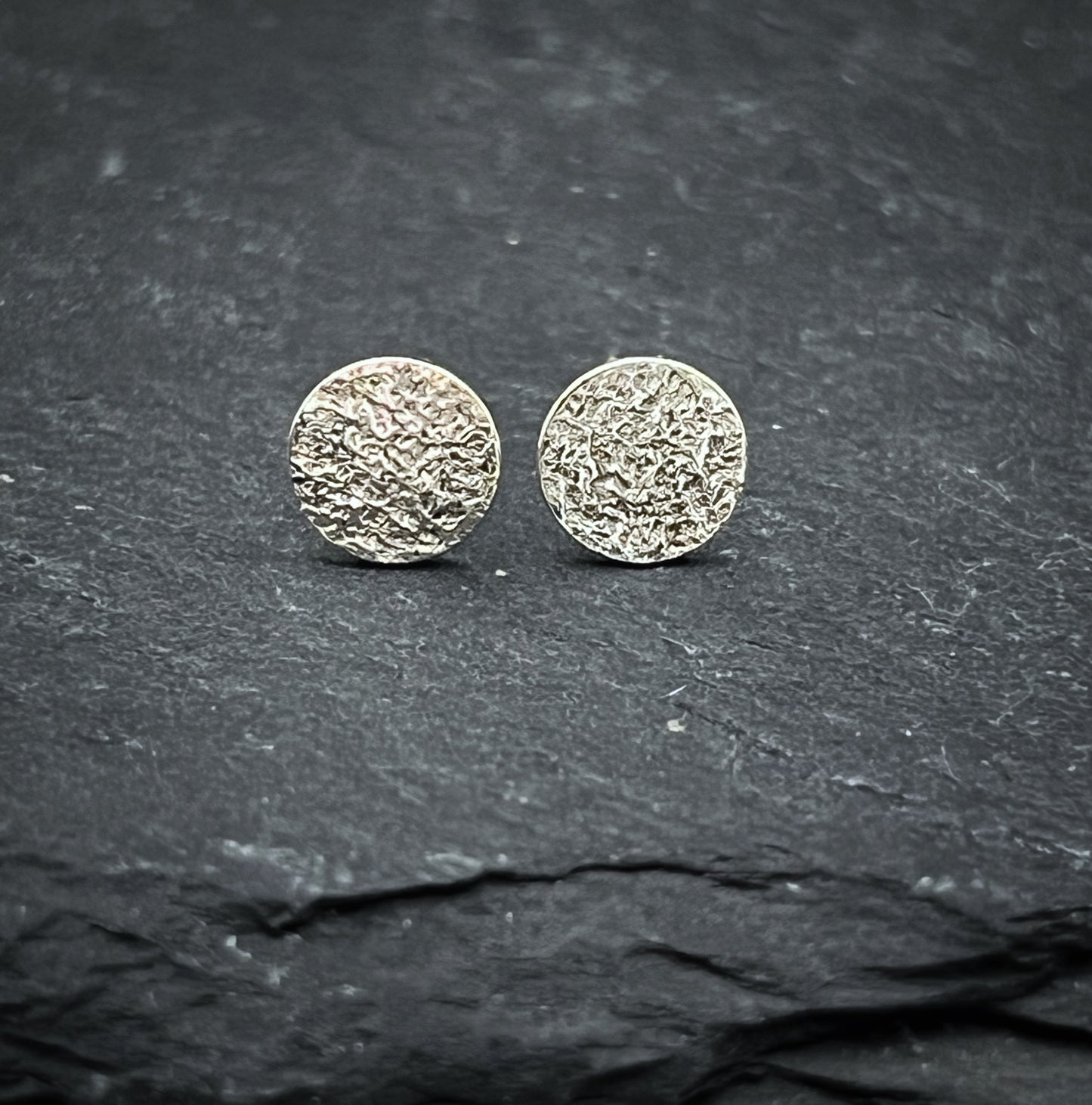 Small sterling silver textured stud earrings