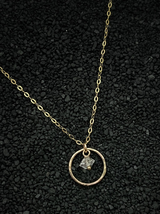 14K Gold and Herkimer Diamond necklace
