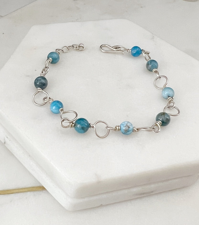 Sterling silver and apatite bracelet