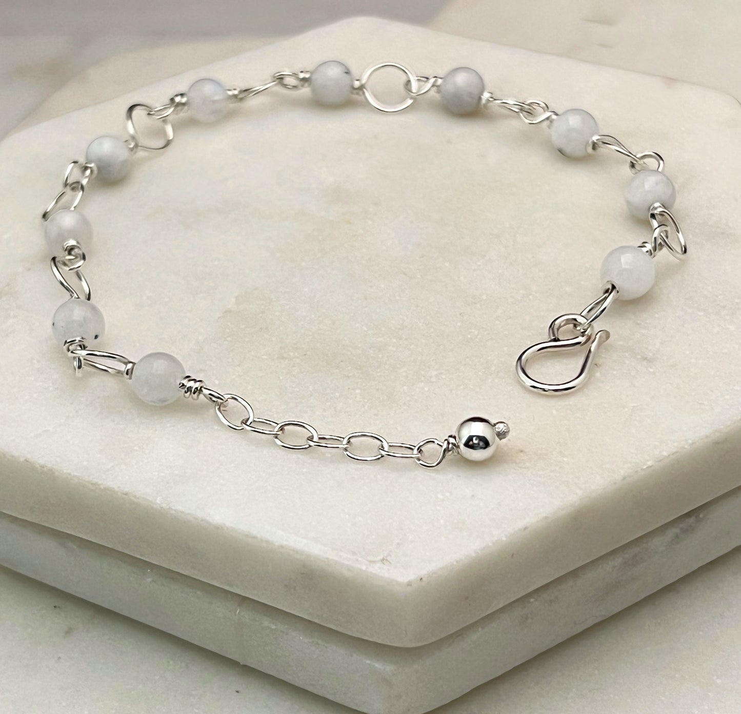 Sterling silver and moonstone bracelet