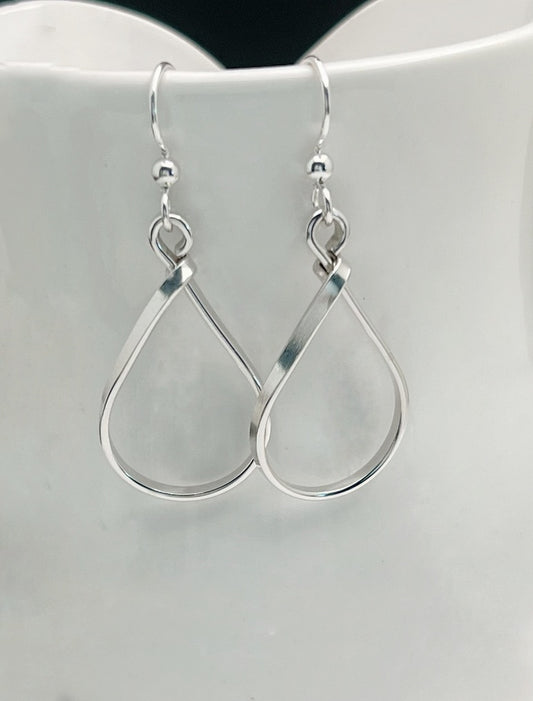 Hand-Forged Medium Sterling Teardrop Earrings