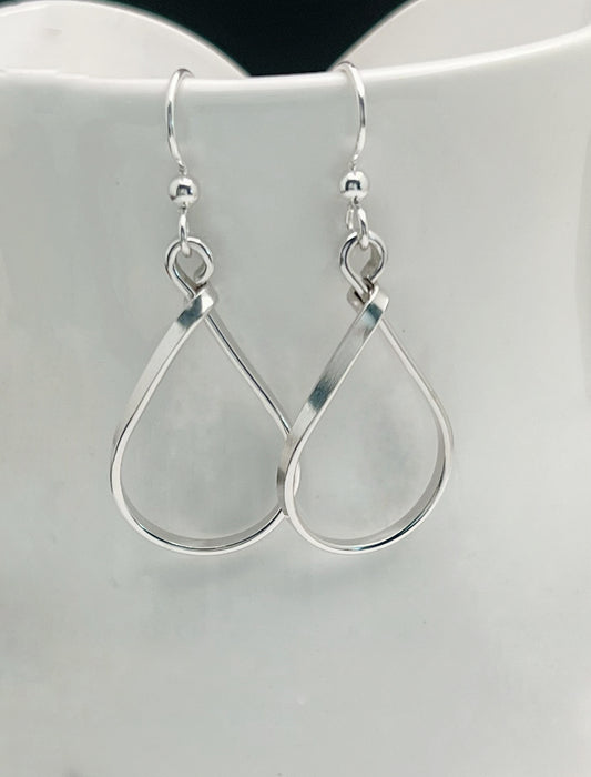 Hand-Forged Small Sterling Teardrop Earrings