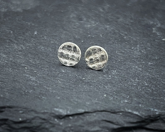 Small sterling silver textured stud earrings