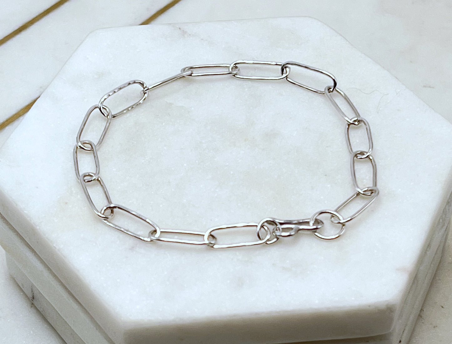 Forged sterling silver chain bracelet