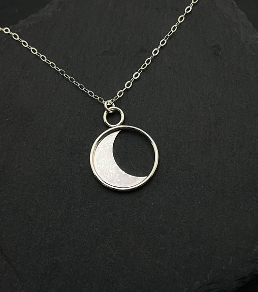 Sterling Silver Crescent Moon Pendant Necklace