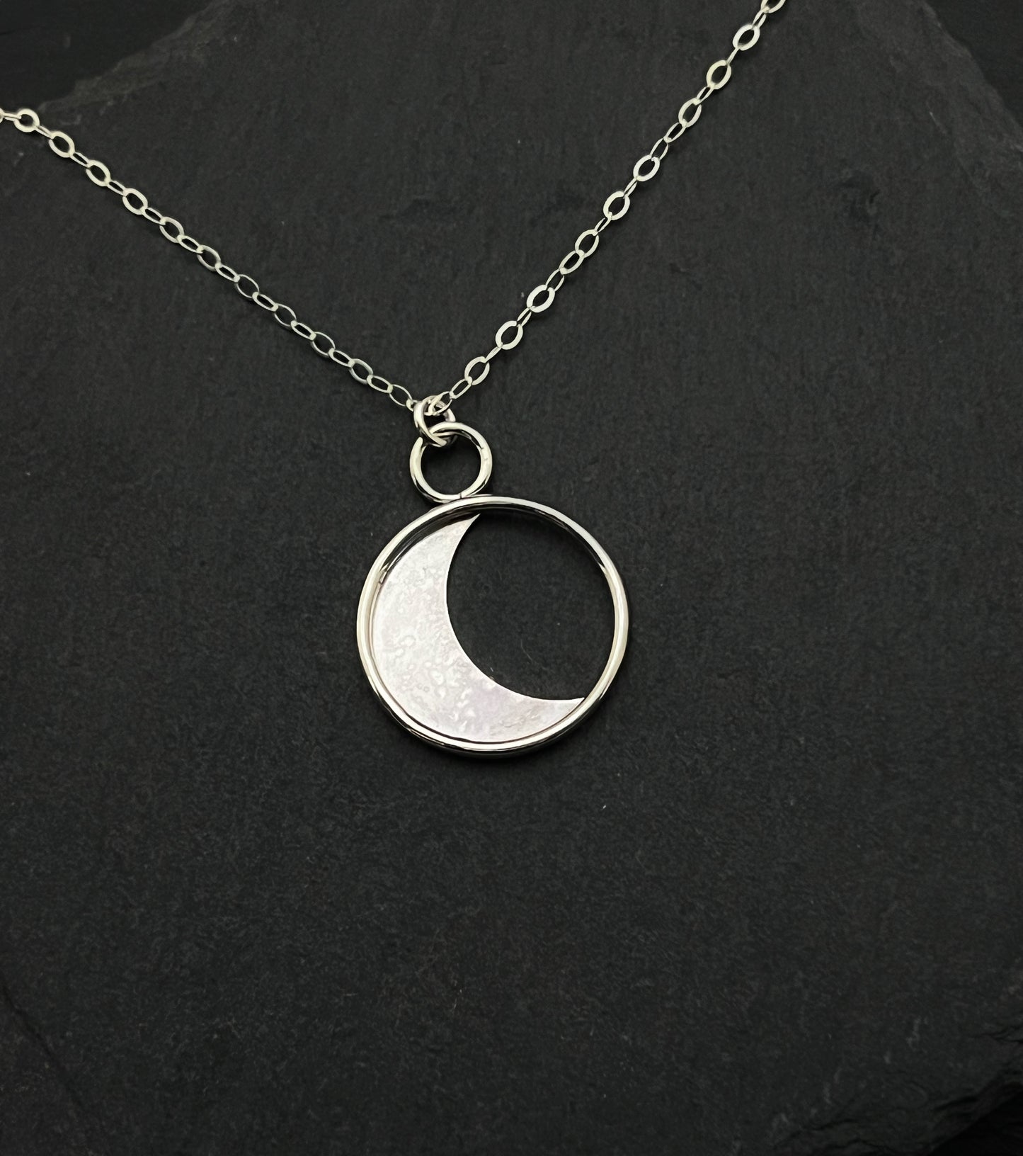 Sterling Silver Crescent Moon Pendant Necklace