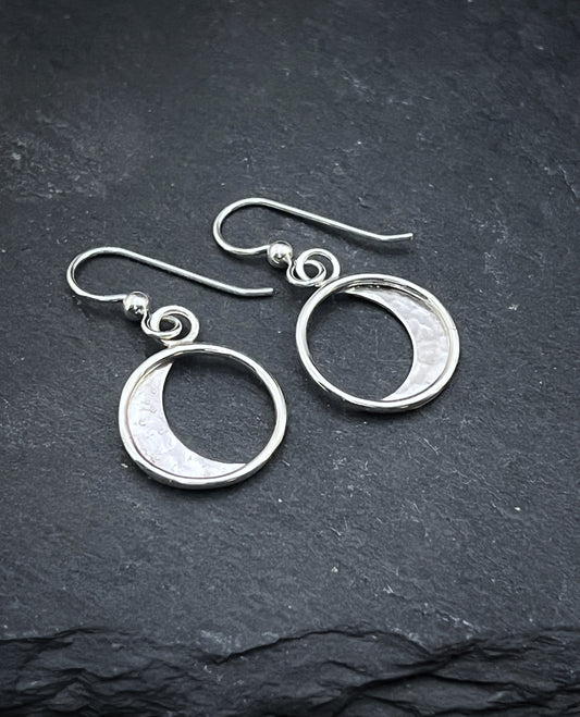 Sterling Silver Crescent Moon Drop Earrings