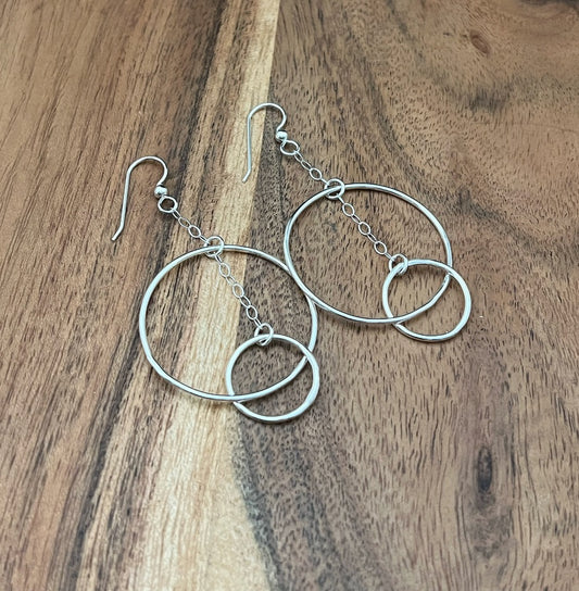 Forged sterling double linked hoop earrings (smaller version)