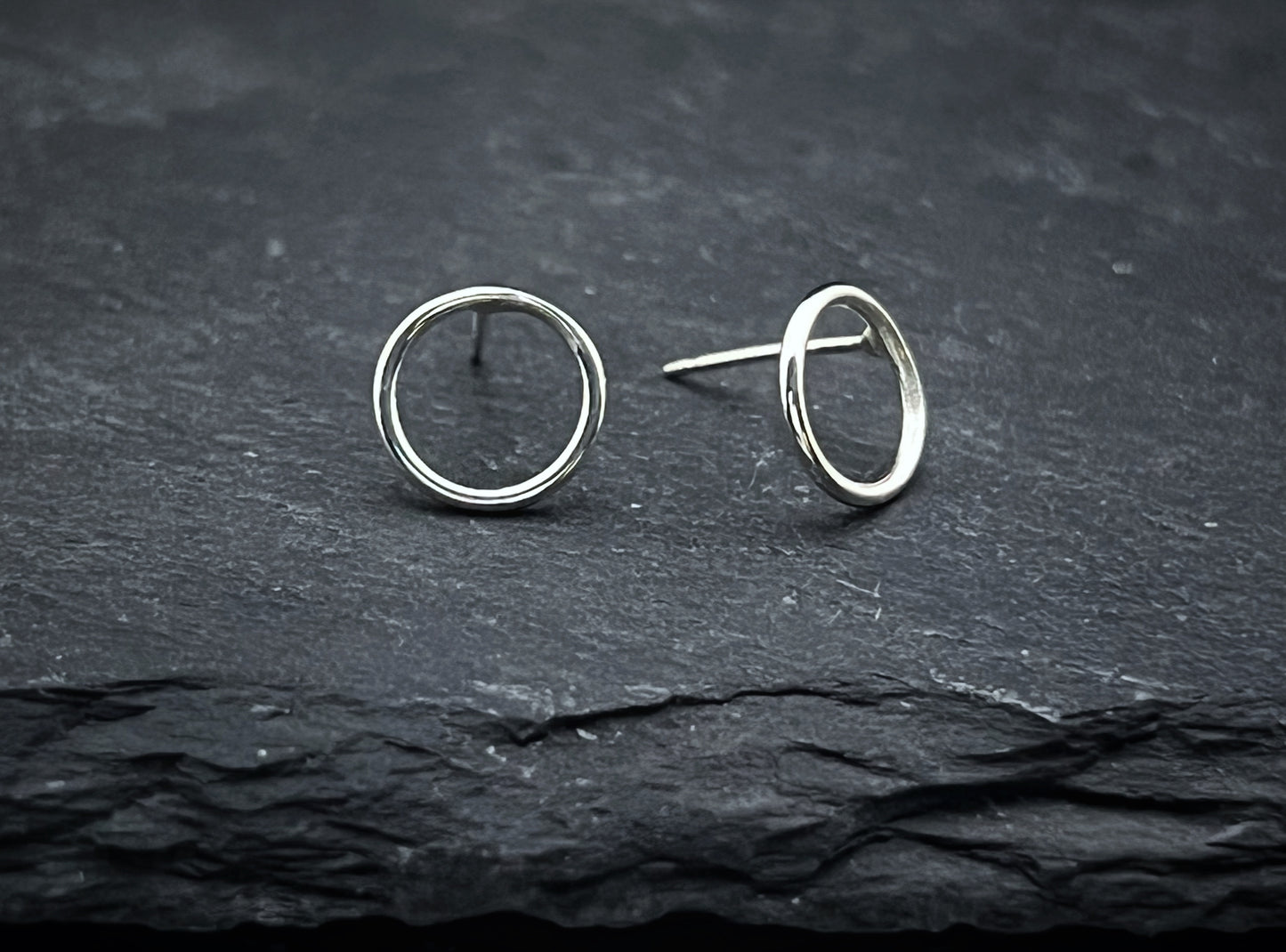 Handmade Sterling Silver Open Circle Stud Earrings