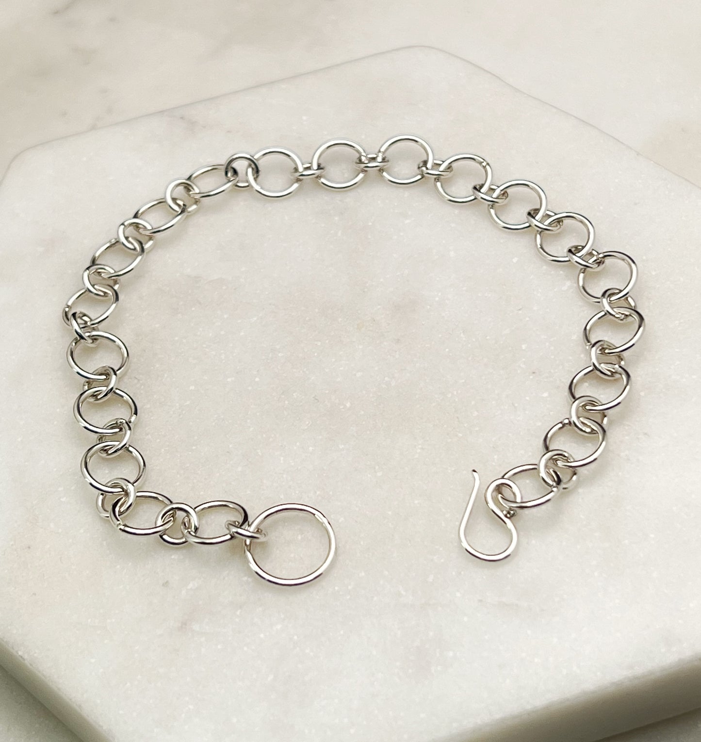 Forged sterling silver chain bracelet